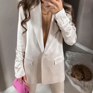 Zara Satin Ruched Blazer